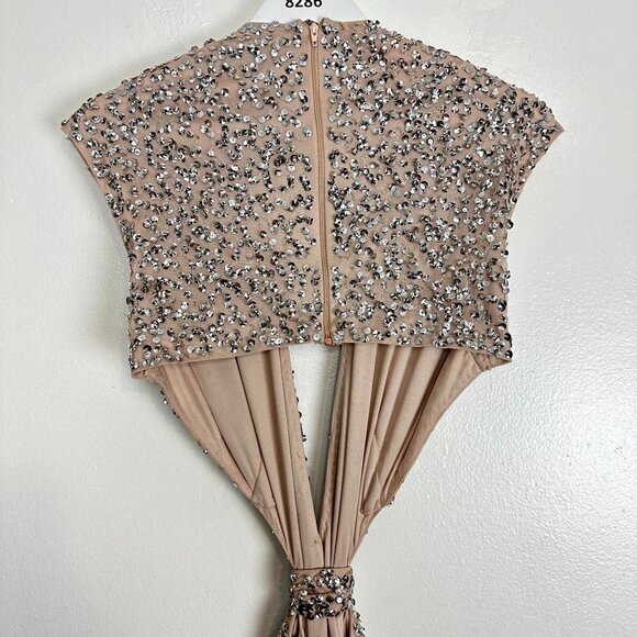 MAC DUGGAL Sequin Cutout Trumpet Gown in Nude/Silver Size US 10 NWT - Picture 9 of 10